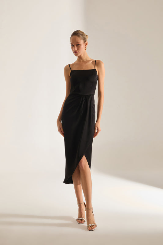 Solomia Drapeli Strapless BLACK Evening Dress