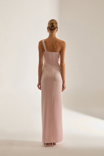 SLEEVELESS DRESS WITH DRAPED DETAIL IN POWDER PINK