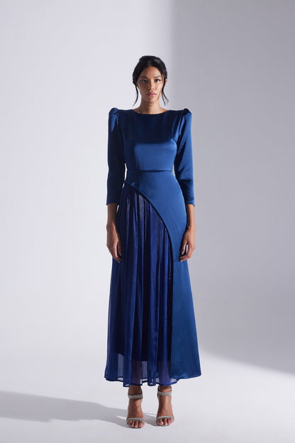 RIVA SAKS ASYMÉTRIQUE DÉTAIL CHIFFON JUPE ROBE