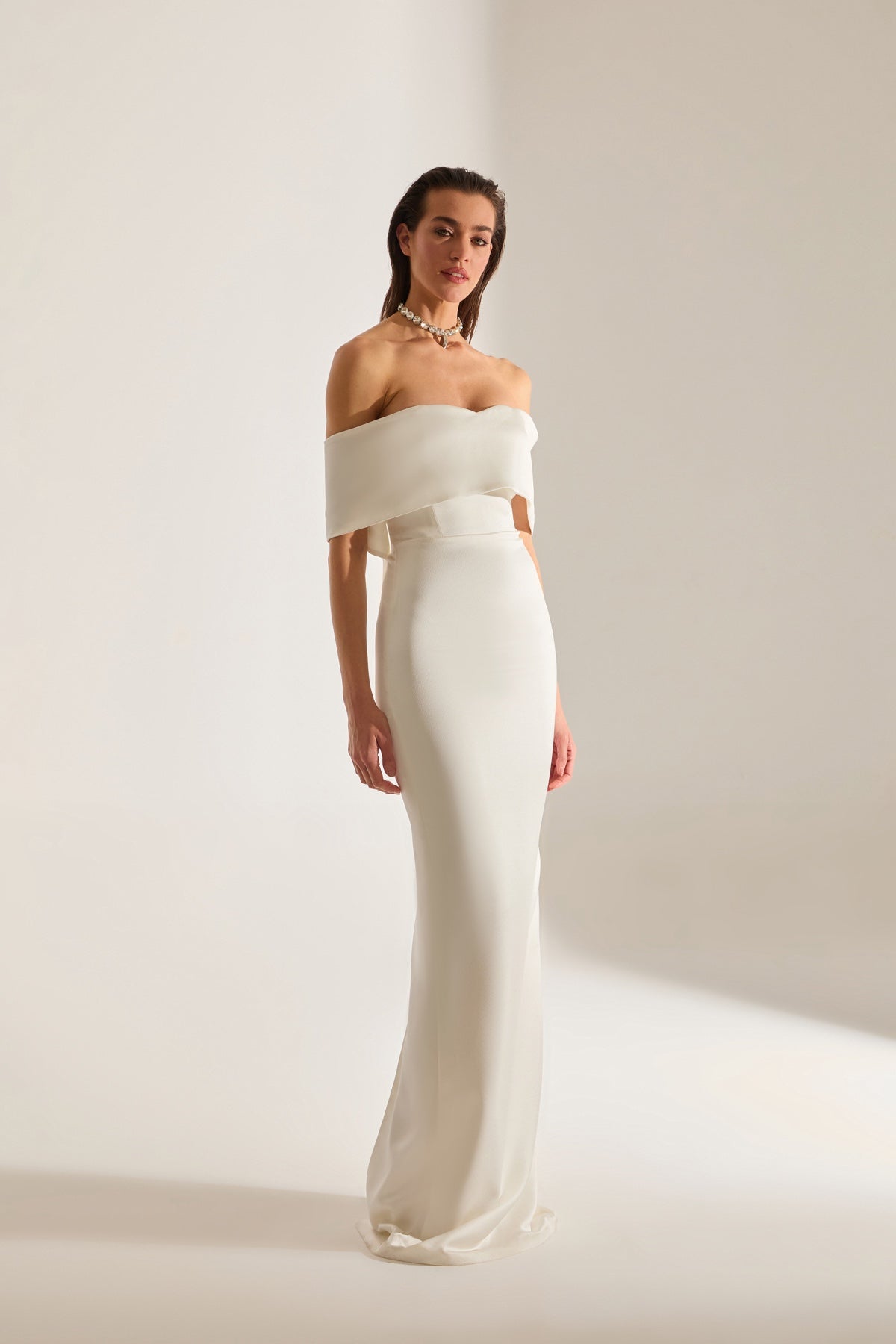 PAMELLA MADONNA SATIN WHITE ENGAGEMENT DRESS