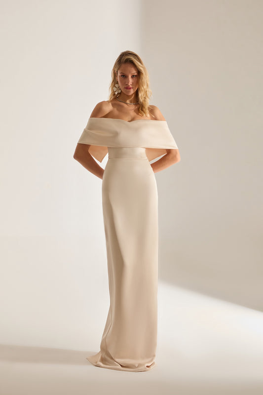 PAMELLA MADONNA SATIN IVORY ENGAGEMENT DRESS