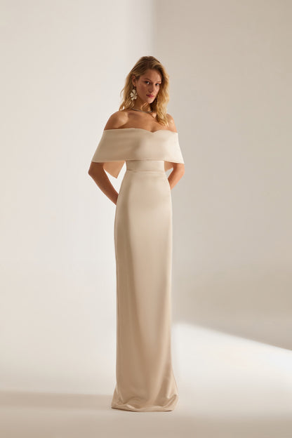 PAMELLA MADONNA SATIN IVORY ENGAGEMENT DRESS