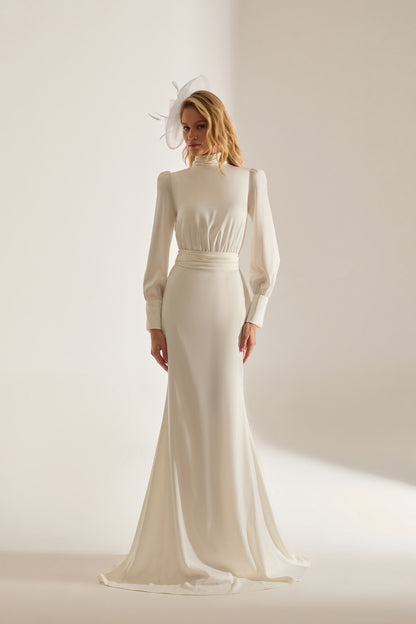 ROBIN WHITE LONG WEDDING DRESS