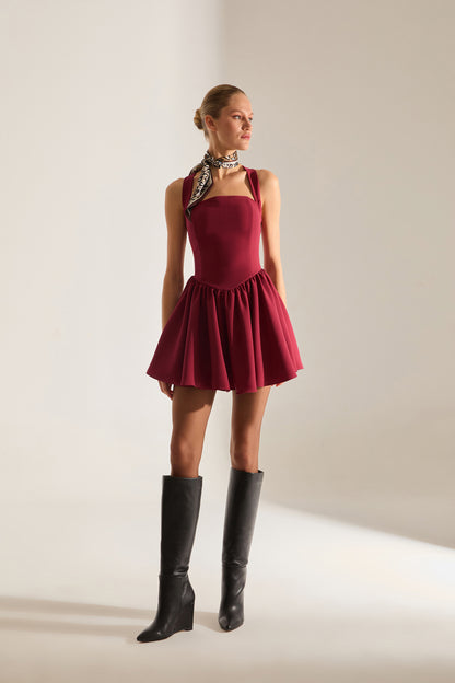 STELLA Strapless Dark Red Mini Dress