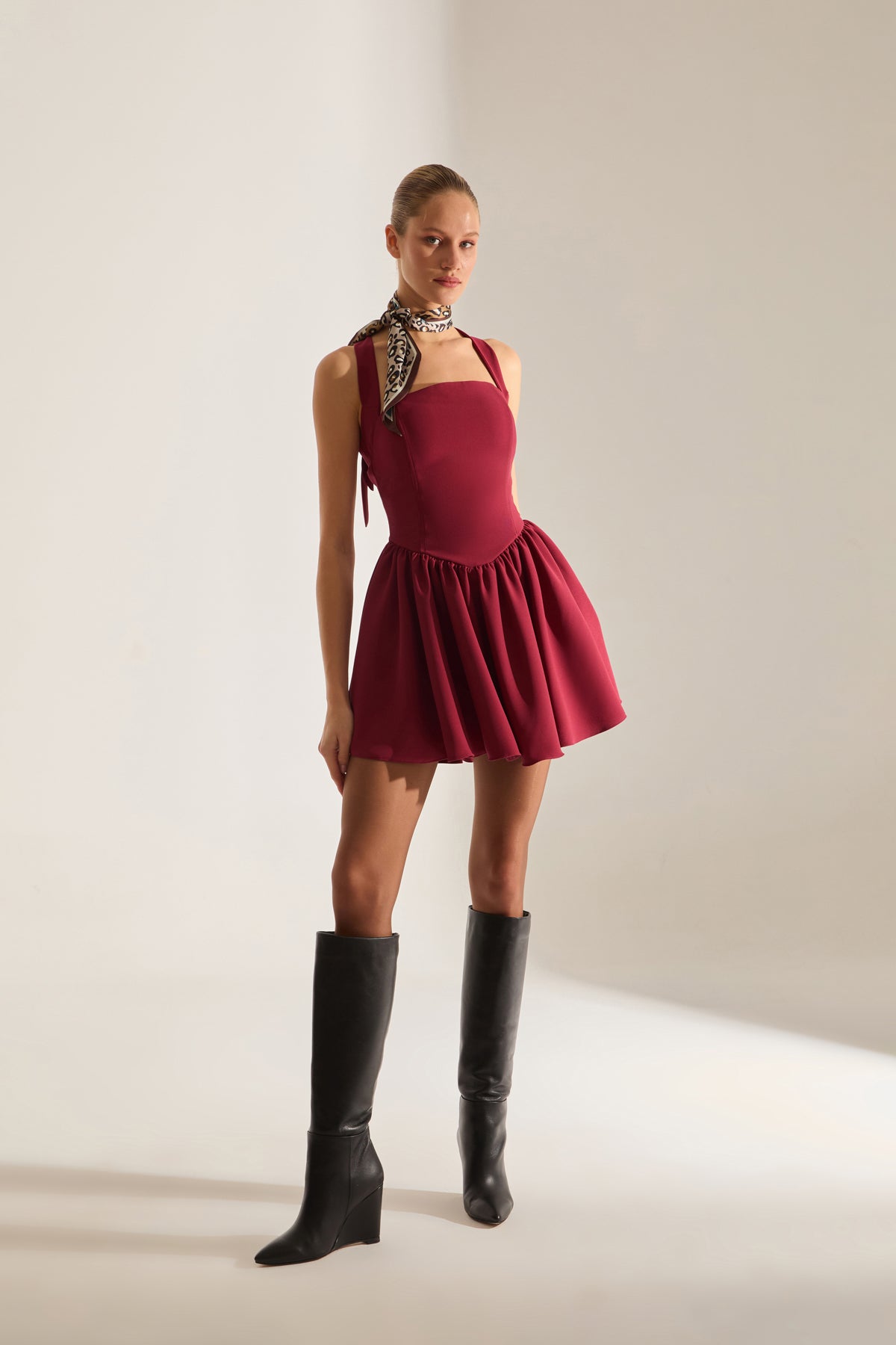 STELLA Strapless Dark Red Mini Dress