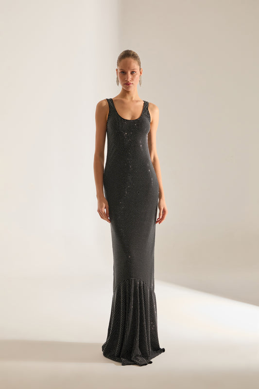 ROBE DE SOIR MAXI EN ARGENT LUELLA