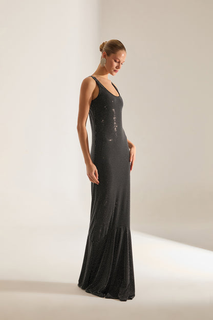 ROBE DE SOIR MAXI EN ARGENT LUELLA