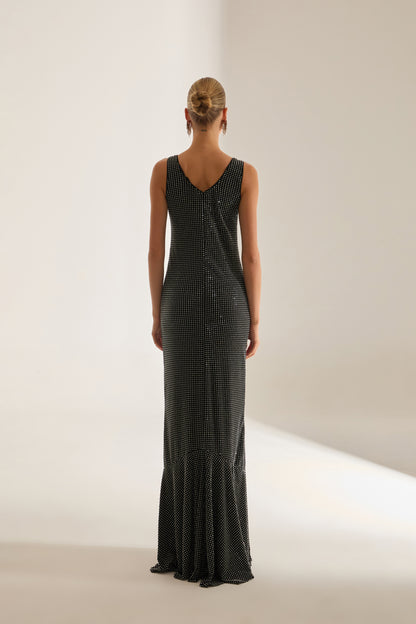 ROBE DE SOIR MAXI EN ARGENT LUELLA