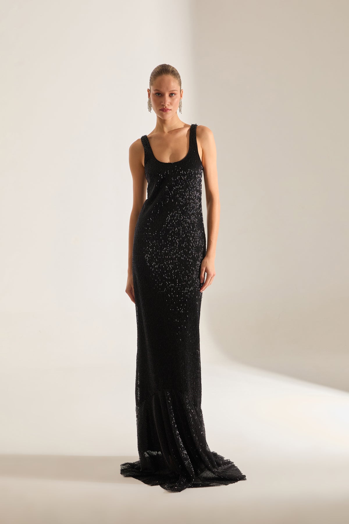 LUELLA BEADED BLACK EVENING DRESS