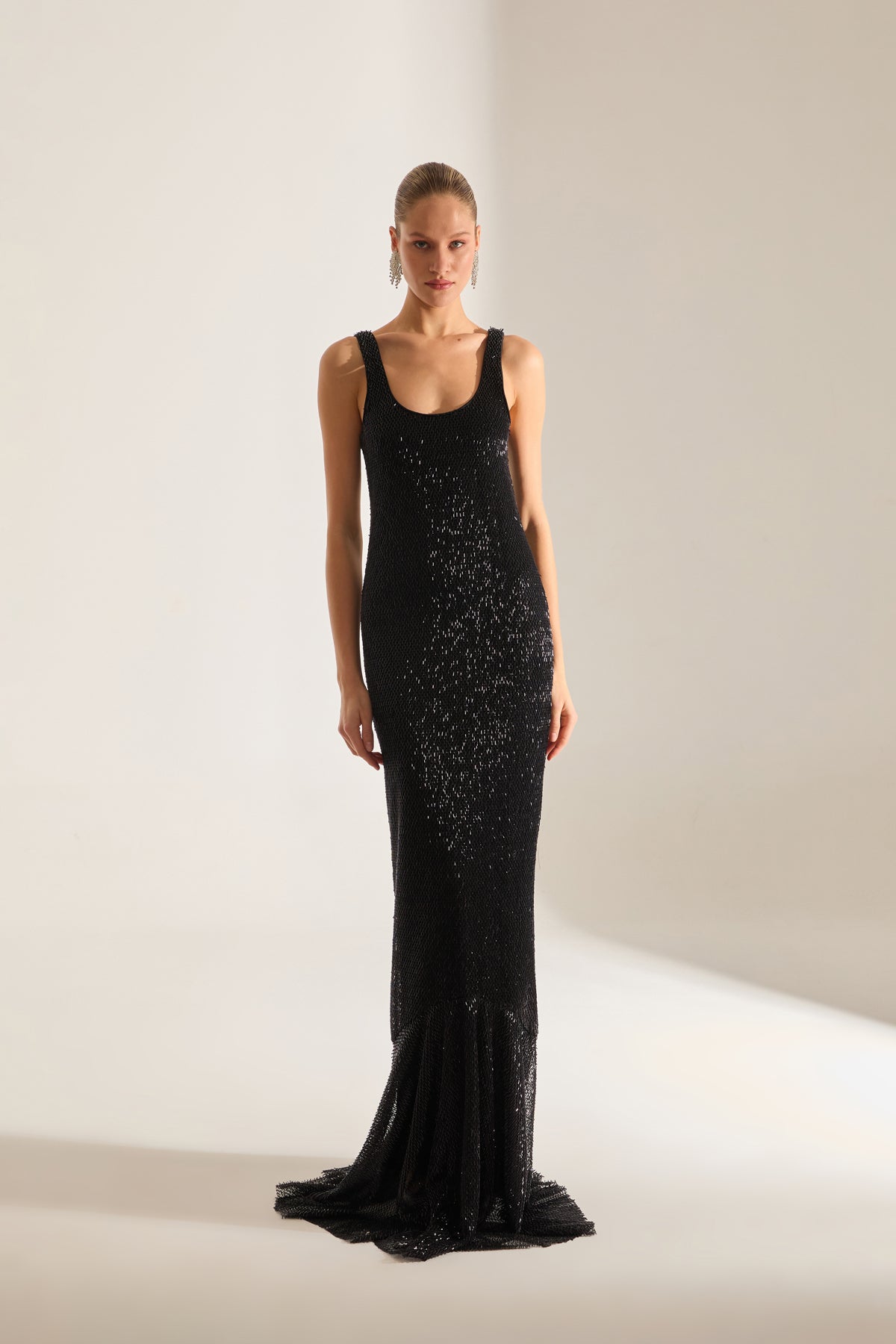 LUELLA BEADED BLACK EVENING DRESS