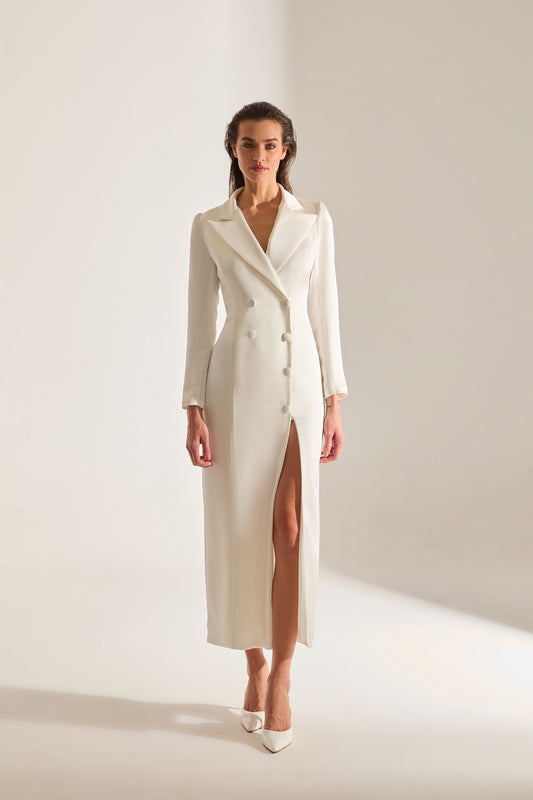 ROME SATIN WHITE JACKET DRESS