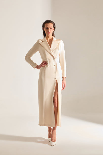 ROME SATIN ECRU JACKET DRESS