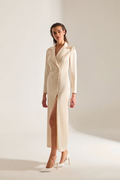 ROME SATIN ECRU JACKET DRESS