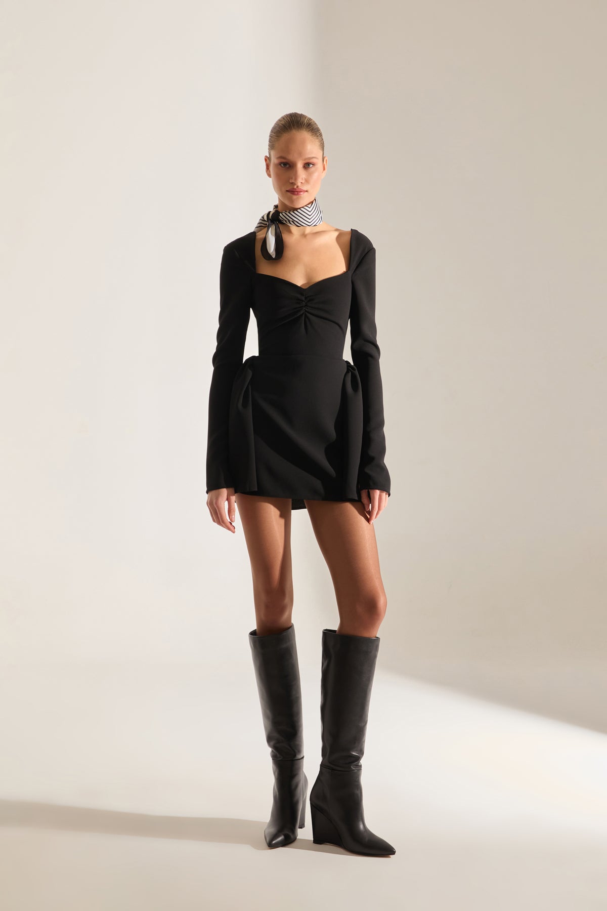 MONACO BLACK MINI LONG SLEEVE DRESS