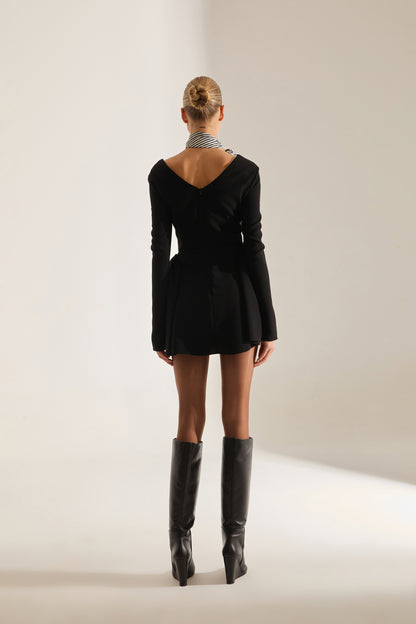 MONACO BLACK MINI LONG SLEEVE DRESS