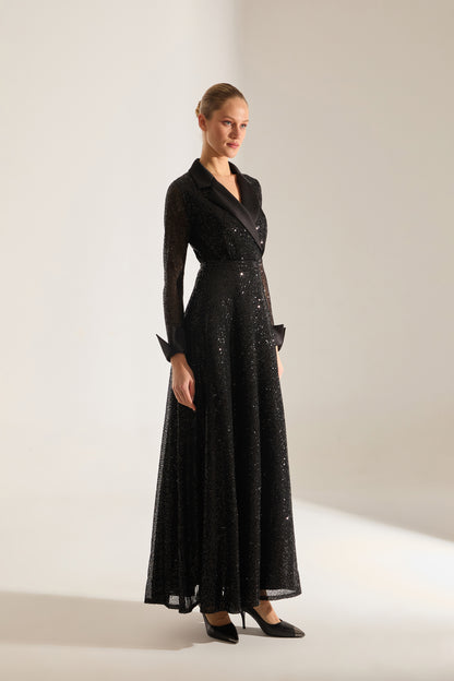 ROBE DE SOIR NOIRE À COL CRÉVÉ ARLON PAYET