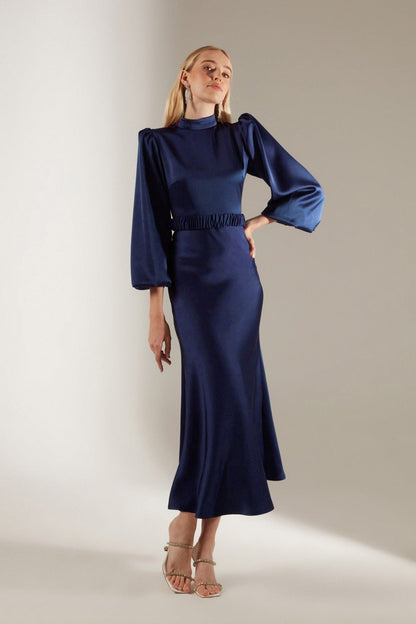 Mabel Saks Long Balloon Sleeve Midi Length Dress